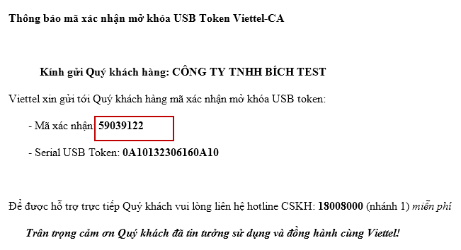 mở khóa chứ ký số Viettel