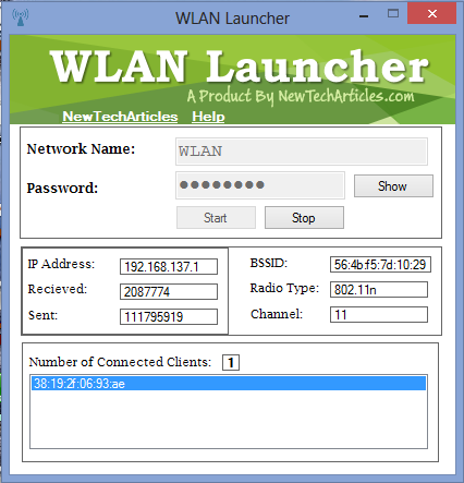 phần mềm phát wifi miễn phí chp laptop WLAN Launcher