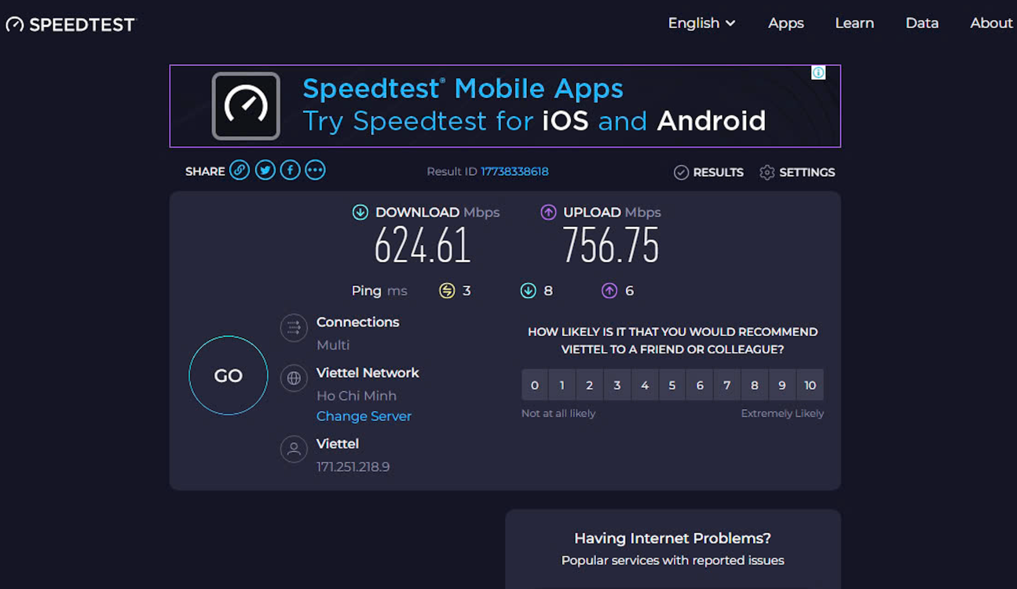 mạng internet Viettel bị chậm