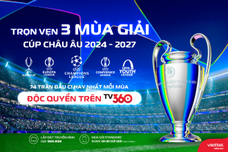 Thưởng thức trọn vẹn 3 mùa giải Cúp châu Âu và 74 trận độc quyền C1 trên TV360