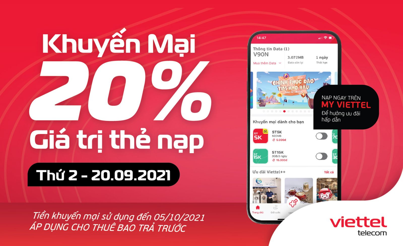 khuyến mãi thẻ nạp ngày 20/10